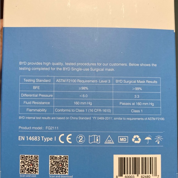 200ct (4 Boxes of 50) BYD Single Use Surgical Face Masks Non—Sterile. - Picture 4 of 4